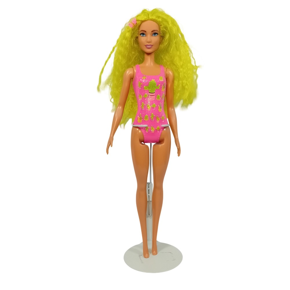 2021 Modern Mattel Color Reveal Barbie Fashion Doll Cactus Swimsuit R24HF 11.5"
